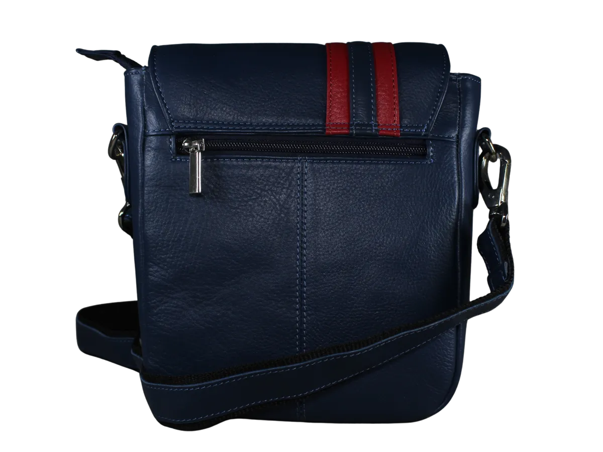 Emiliano Mens Cross Body Leather Bags Navy Blue - BIMB3005