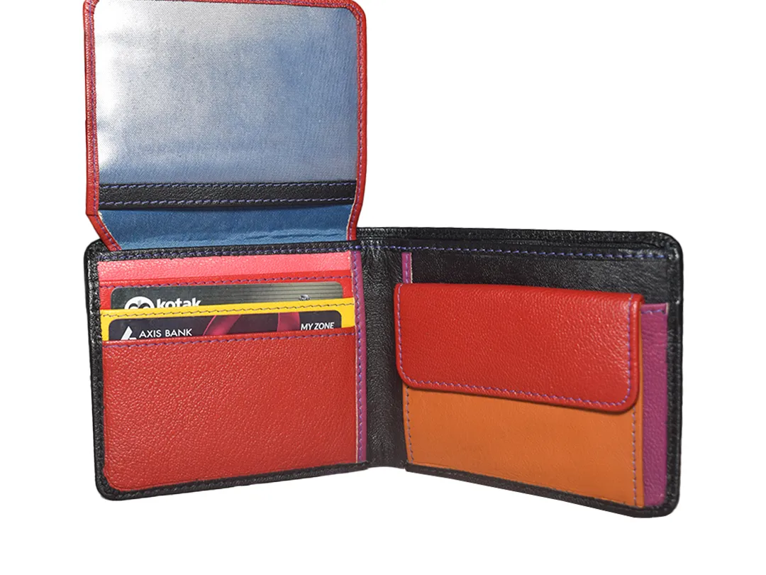Tommy Men’s Leather Wallet Black Multi Color - BIMW135