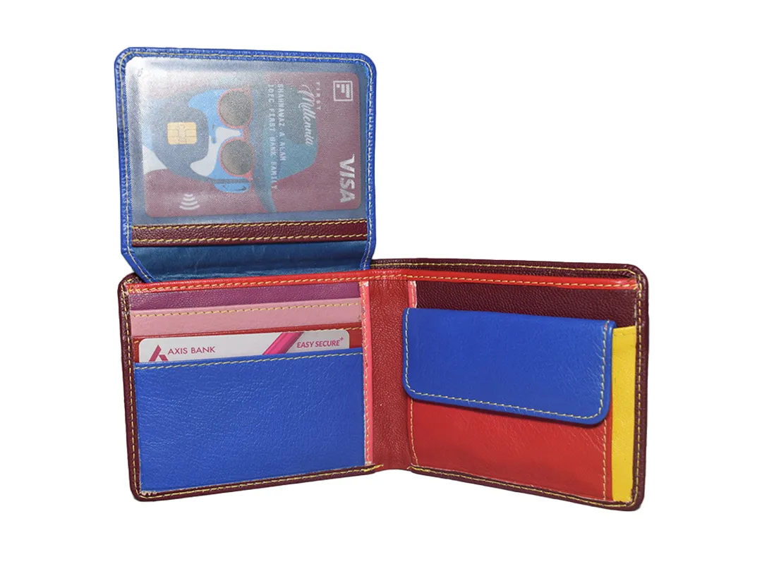 Tommy Men’s Leather Wallet Brown Multi Color - BIMW136