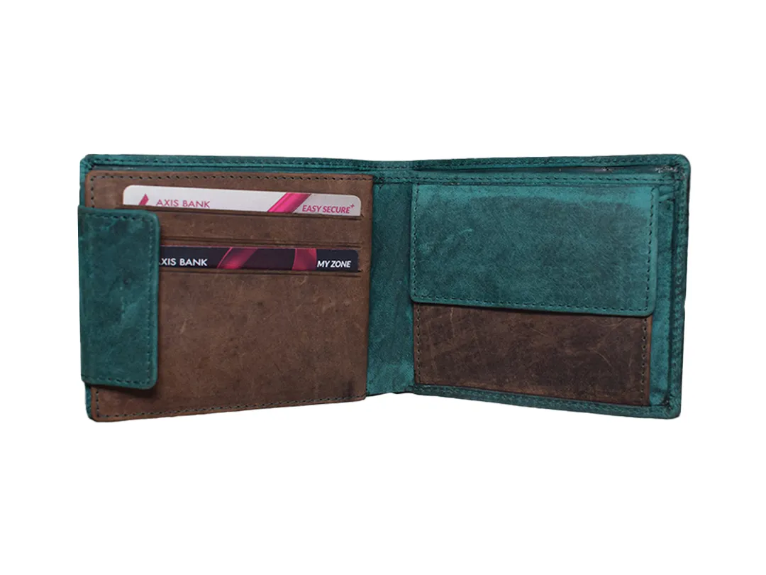 Luca Men’s leather wallet Turquoise - BIMW138