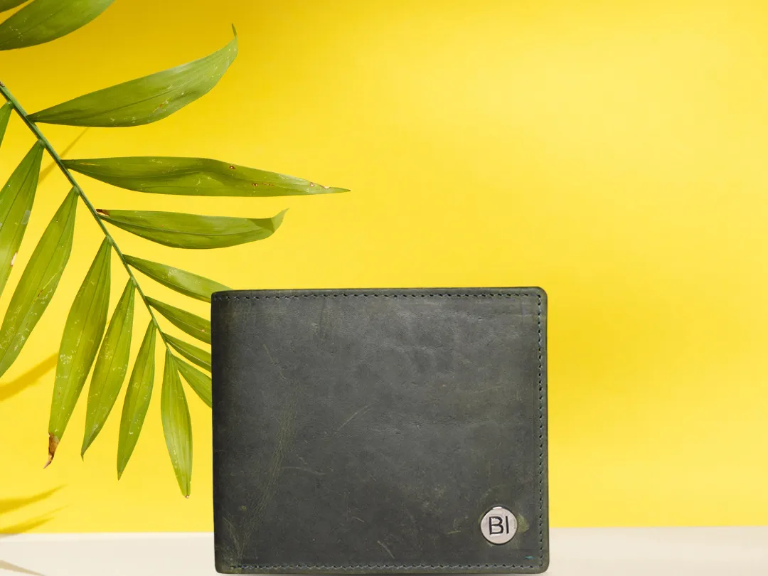Isac Men’s Leather Wallet Olive Green - BIMW141