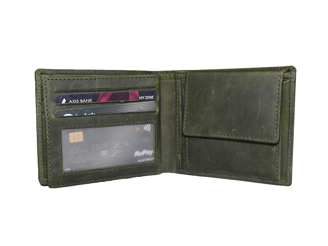 James Men’s Leather Wallet Olive Green - BIMW144
