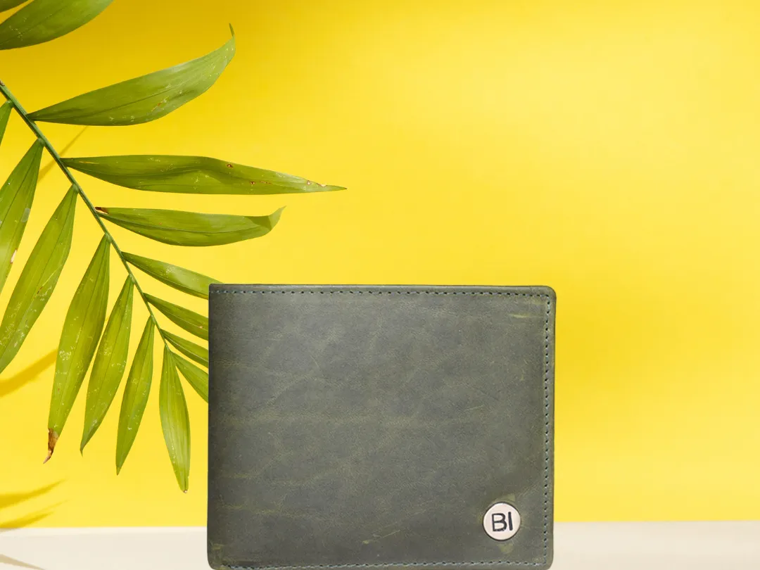 James Men’s Leather Wallet Olive Green - BIMW144