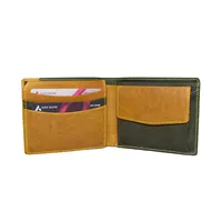 William Men’s Leather Wallet Olive Green & Yellow - BIMW160