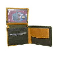 William Men’s Leather Wallet Olive Green & Yellow - BIMW160