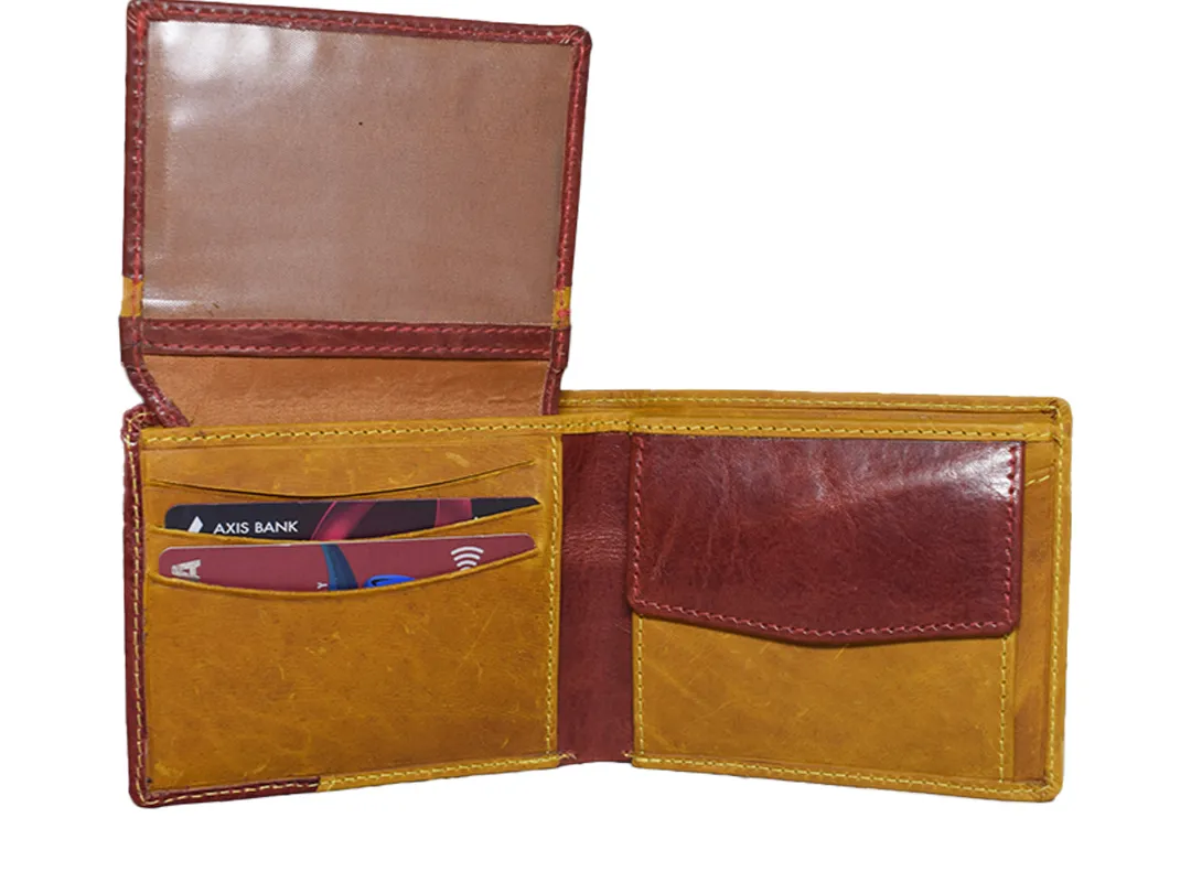 William Men’s Leather Wallet Cherry & Yellow - BIMW161