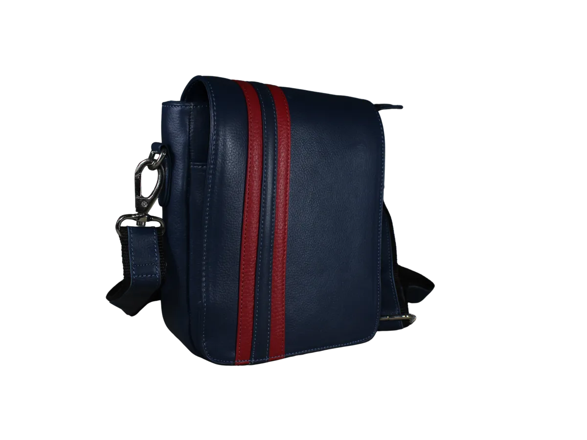 Emiliano Mens Cross Body Leather Bags Navy Blue - BIMB3005