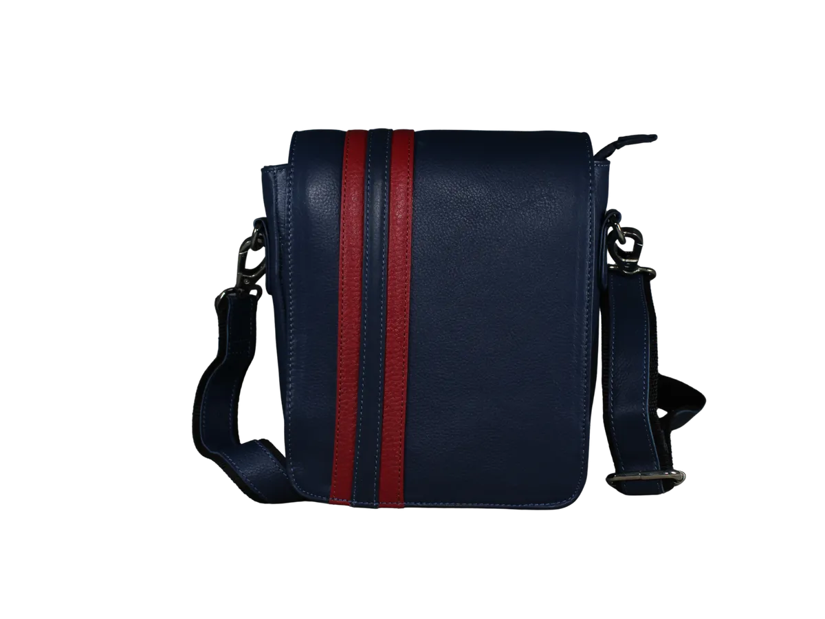 Emiliano Mens Cross Body Leather Bags Navy Blue - BIMB3005