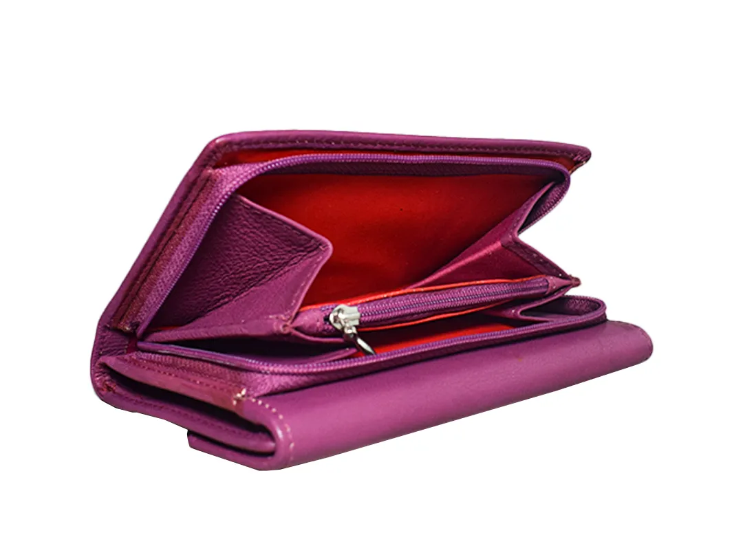Ellie Women's Leather Wallet Purple - BIWW185