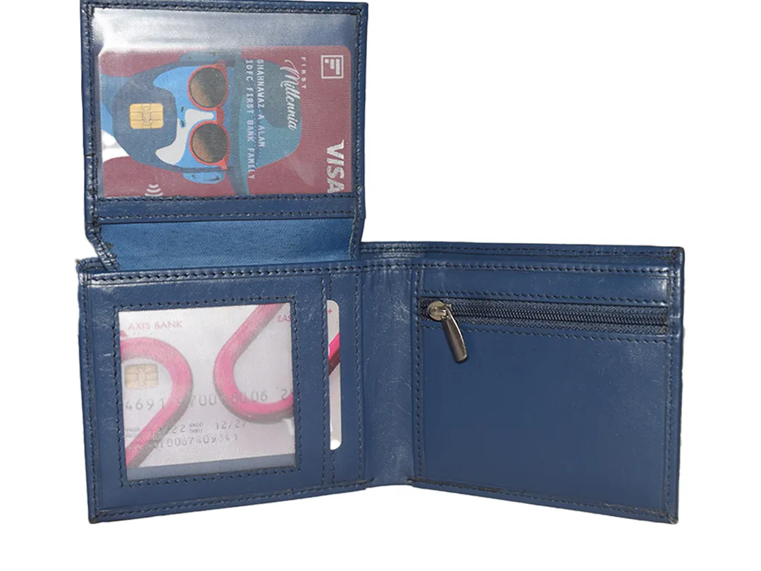 Rose Mens Leather Wallet Navy Blue - BIMW122